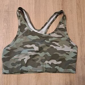 Victoria's Secret Pink Green Camouflage Sports Bra No Padding Size Large